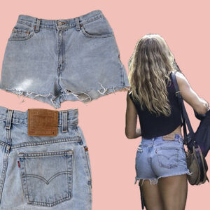 Vintage Levi’s 550 Denim Shorts Size 10 – High Rise Light Wash Cut Off